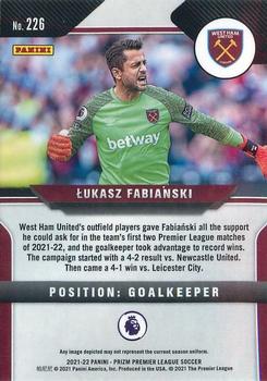 2021-22 Panini Prizm Premier League #226 Lukasz Fabianski Back