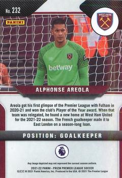 2021-22 Panini Prizm Premier League #232 Alphonse Areola Back