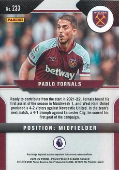 2021-22 Panini Prizm Premier League #233 Pablo Fornals Back
