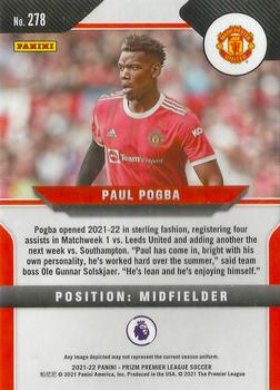 2021-22 Panini Prizm Premier League #278 Paul Pogba Back