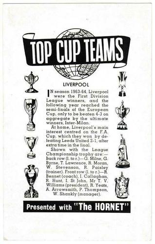 1965-66 D.C. Thomson The Hornet Top Cup Teams #NNO Liverpool Back