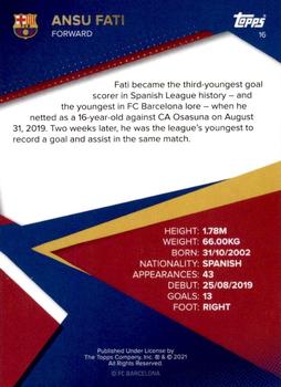 2021-22 Topps FC Barcelona #16 Ansu Fati Back