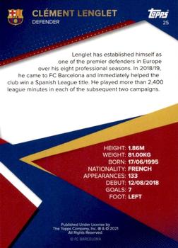 2021-22 Topps FC Barcelona #25 Clement Lenglet Back