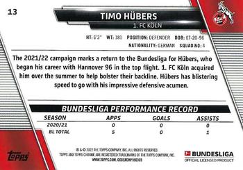 2021-22 Topps Chrome Bundesliga #13 Timo Hubers Back