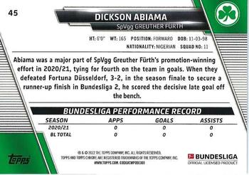 2021-22 Topps Chrome Bundesliga #45 Dickson Abiama Back