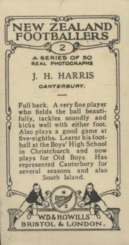 1927 Wills's New Zealand Footballers #2 Jack Harris Back