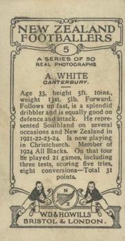 1927 Wills's New Zealand Footballers #5 Andrew White Back