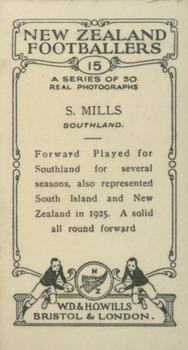 1927 Wills's New Zealand Footballers #15 S. Mills Back