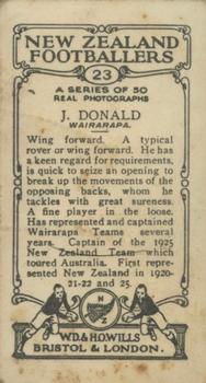 1927 Wills's New Zealand Footballers #23 Jim Donald Back