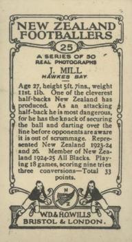 1927 Wills's New Zealand Footballers #25 Jimmy Mill Back