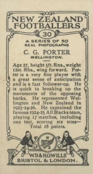 1927 Wills's New Zealand Footballers #30 Cliff Porter Back