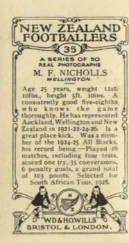 1927 Wills's New Zealand Footballers #35 Mark Nicholls Back