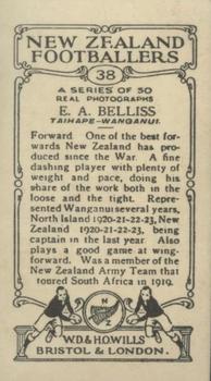 1927 Wills's New Zealand Footballers #38 Ernest Belliss Back