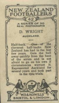 1927 Wills's New Zealand Footballers #42 Don Wright Back