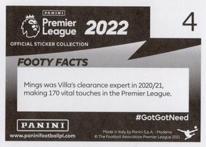 2021-22 Panini Premier League 2022 #4 Tyrone Mings Back