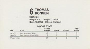 1984-85 Ovaltine Minnesota Strikers (MISL) #NNO Thomas Rongen Back