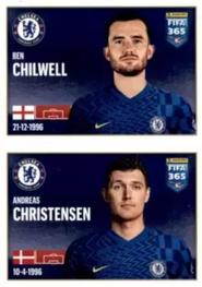 2022 Panini FIFA 365 The Golden World of Football #36a / 36b Ben Chilwell / Andreas Christensen Front