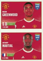 2022 Panini FIFA 365 The Golden World of Football #87a / 87b Mason Greenwood / Anthony Martial Front