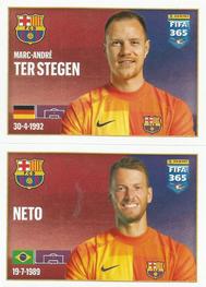 2022 Panini FIFA 365 The Golden World of Football #109a / 109b Marc-André ter Stegen / Neto Front