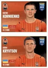 2022 Panini FIFA 365 The Golden World of Football #322a / 322b Viktor Korniienko / Sergii Kryvtsov Front