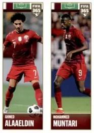 2022 Panini FIFA 365 The Golden World of Football #404a / 404b Ahmed Alaaeldin / Mohammed Muntari Front
