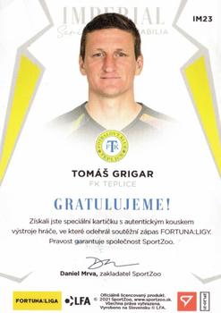 2020-21 SportZoo Fortuna:Liga 2. Serie - Imperial Scripted Memorabilia #IM23 Tomas Grigar Back