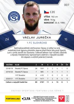 2021-22 SportZoo Fortuna:Liga #007 Vaclav Jurecka Back