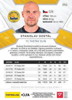 2021-22 SportZoo Fortuna:Liga #052 Stanislav Dostal Back