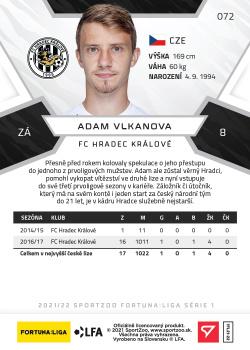 2021-22 SportZoo Fortuna:Liga #072 Adam Vlkanova Back