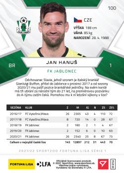 2021-22 SportZoo Fortuna:Liga #100 Jan Hanus Back