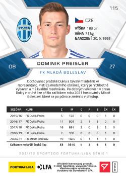 2021-22 SportZoo Fortuna:Liga #115 Dominik Preisler Back