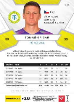 2021-22 SportZoo Fortuna:Liga #136 Tomas Grigar Back