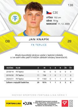 2021-22 SportZoo Fortuna:Liga #138 Jan Knapik Back