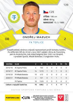 2021-22 SportZoo Fortuna:Liga #139 Ondrej Mazuch Back