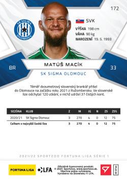 2021-22 SportZoo Fortuna:Liga #172 Matus Macik Back