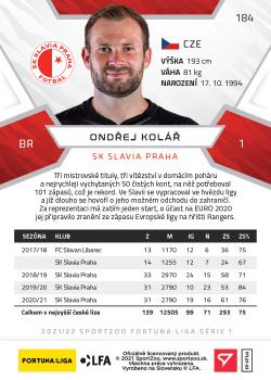 2021-22 SportZoo Fortuna:Liga #184 Ondrej Kolar Back