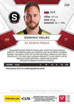 2021-22 SportZoo Fortuna:Liga #208 Dominik Holec Back