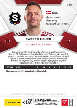2021-22 SportZoo Fortuna:Liga #210 Casper Hojer Back