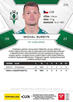 2021-22 SportZoo Fortuna:Liga #274 Michal Surzyn Back