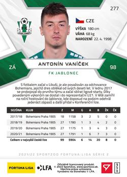 2021-22 SportZoo Fortuna:Liga #277 Antonin Vanicek Back