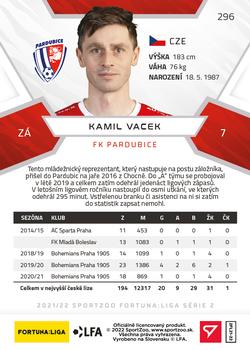 2021-22 SportZoo Fortuna:Liga #296 Kamil Vacek Back