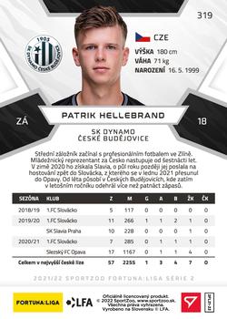 2021-22 SportZoo Fortuna:Liga #319 Patrik Hellebrand Back