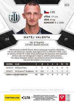 2021-22 SportZoo Fortuna:Liga #322 Matej Valenta Back