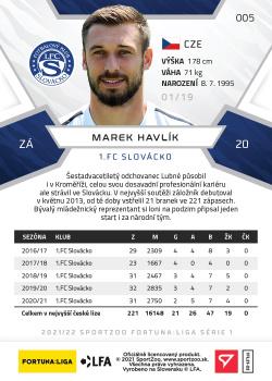 2021-22 SportZoo Fortuna:Liga - Limited Edition Black #005 Marek Havlik Back