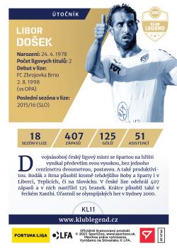 2021-22 SportZoo Fortuna:Liga - Klub Legend #KL11 Libor Dosek Back