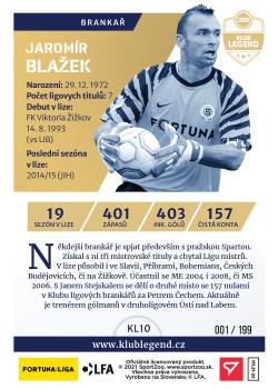 2021-22 SportZoo Fortuna:Liga - Klub Legend Limited #KL10 Jaromir Blazek Back