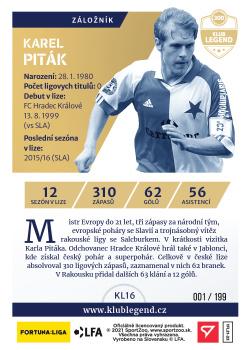 2021-22 SportZoo Fortuna:Liga - Klub Legend Limited #KL16 Karel Pitak Back