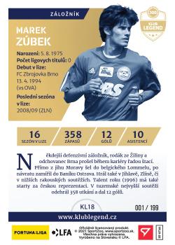 2021-22 SportZoo Fortuna:Liga - Klub Legend Limited #KL18 Marek Zubek Back