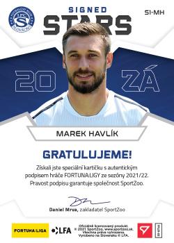 2021-22 SportZoo Fortuna:Liga - Signed Stars Level 1 #S1-MH Marek Havlik Back