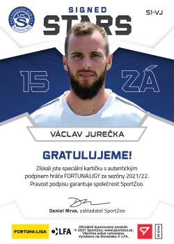 2021-22 SportZoo Fortuna:Liga - Signed Stars Level 1 #S1-VJ Vaclav Jurecka Back